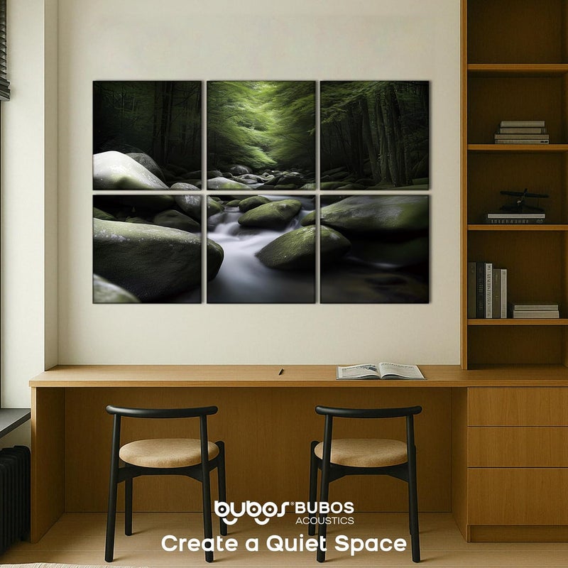 BUBOS 6 Pack Art Acoustic Panels Soundproof Wall Panel,70.8X47.2 Inches Large Sound Absorbing Panel,Self-Adhesive Decorative Acoustical Wall Panels, Acoustic Treatment for Home（Ancient Green） - Image 5